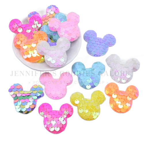 38x32mmm, Mickey Mouse Applique, Padded Felt Mouse, Rainbow Sequin Felts, Padded Appliques, DIY Embellishments, Minnie Felts, Mouse Felts, Holiday Appliqué, 8PC SET