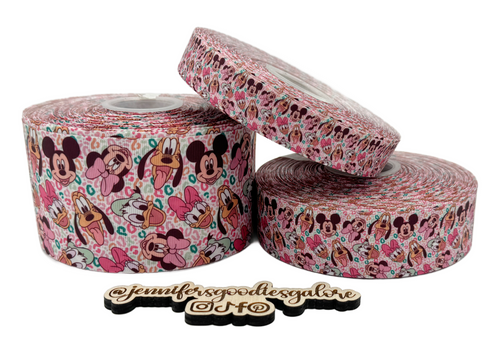 Cheetah Ribbon, Disney Character Ribbon, Minnie, Mickey, Daisy, Donal, Pluto, Character Ribbon, Hair Bow Ribbon, Lanyard Ribbon, PER YARD