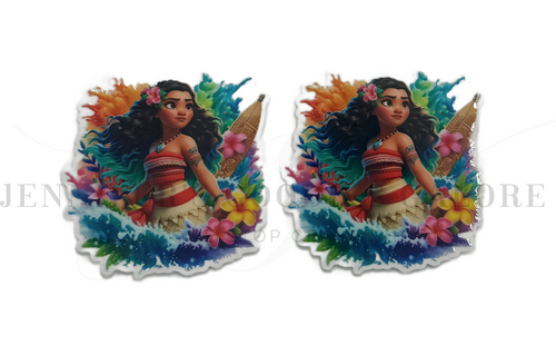 50mm, Moana Resins, Planar Resins, Princess Flat Back Resins, Badge Reel Resins, Cabochon, Bow Embellishments, DIY Badge Reel Accessories, 2PCS (2973)