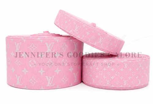 Designer LV Ribbon, Light Pink LV Ribbon, Louis Ribbon, Fashion Designer Ribbon, Lanyard Ribbon, Hair Bow Ribbon, Wholesale Ribbon, PER YARD