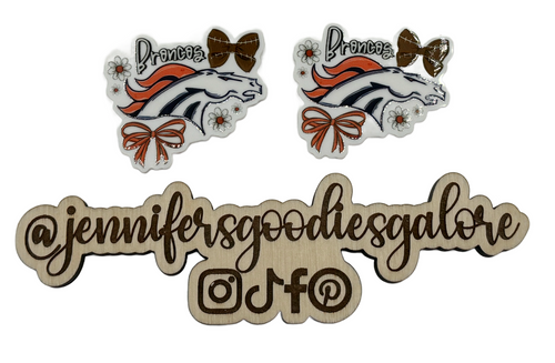 40mm, Football Resins, Planar Resins, Custom Made, Denver Broncos Resins, NFL Planar Resins, Embellishments, Badge Reel Resins, Hair Bow Centers, Cabochons, Wholesale Resins, 2PCS (2598)