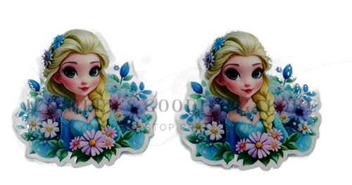 34x35mm, Frozen Resins, Princess Resins, Elsa Resins, Floral Resin, Badge Reel Resins, WDW, Decorative Embellishments, Flat Back Resins, Hair Bow Centers, Cabochons, Resins, Wholesale Resins, 2PCS (2654)