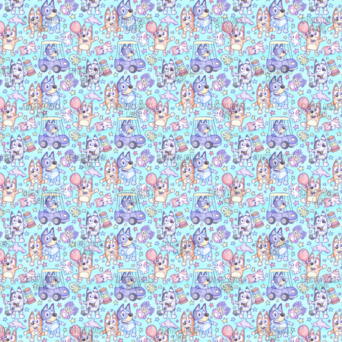 (blueyblue) 9x12", Bluey Synthetic Leather, Custom Leather Sheets, Cartoon Leather, Bingo, Bluey, Watercolor Leather, The Bluey Gang Leather, Vinyl, Patent Leather, DIY Hair Bows, 1 Sheet