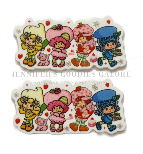 40mm, Strawberry Shortcake Resins, Planar Resins, Orange Blossom, Lemon, Blueberry Resins, Cartoon Resins, Embellishments, Badge Reel Resins, Flat Back Resins, Hair Bow Centers, Cabochons, Wholesale Resins, 2PCS (122)