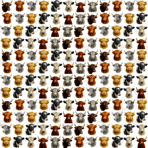 (cowheads) 9x12", Western Synthetic Leather, Custom Leather Sheets, Cow Faces Leather, Cowgirl Leather, Country Leather, Highland Cow Leather, Vinyl, Patent Leather, Key FOB Leather, DIY Hair Bows, 1 Sheet 