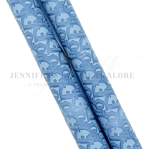 30x135cm, Embossed Leather Fabric, Dior Leather, BUOYANT BLUE, Embossed Synthetic Leather, THIN Leather, Etched Canvas Sheets, Designer Leather, Designer Logo Leather, DIY Leather Bows, 1 ROLL