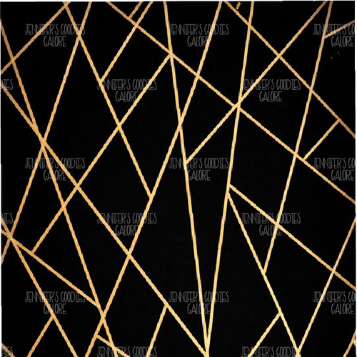 (blkgoldlines) 9x12", Geometric Lines Synthetic Leather, Custom Leather Sheets, Black and Gold, Key FOB Leather, Leather for Crafts, Gitter, Patent, Litchi, Vinyl, DIY Hair Bows, 1 Sheet DIY Hair Bows, 1 Sheet