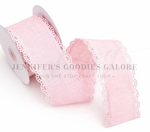 2.5", Scalloped Edge Ribbon, LIGHT PINK, Lace Edge Ribbon, PER YARD