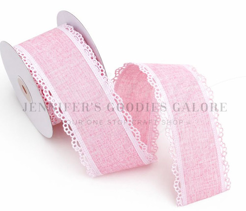 2.5", Scalloped Edge Ribbon, PINK, Lace Edge Ribbon, 2 YARDS