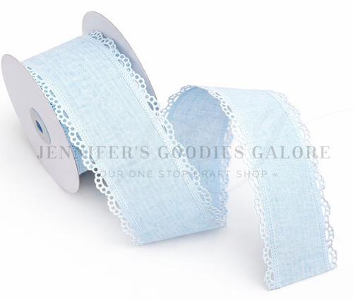 2.5", Scalloped Edge Ribbon, LIGHT BLUE, Lace Edge Ribbon, 2 YARDS