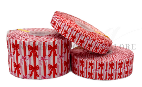 Valentine's Day Ribbon, Coquette Bow Ribbon, Striped Ribbon, Holiday Ribbon, Wholesale Ribbon, PER YARD