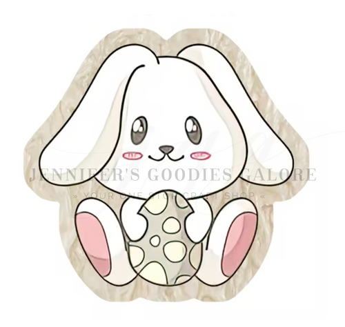 38x40mm, Easter Flatback Planar Resin | Ivory Acrylic | Holiday Embellishment | Bunny Resins | Flatback Resin for Bows, Crafts & DIY, 2 PCS (2933)