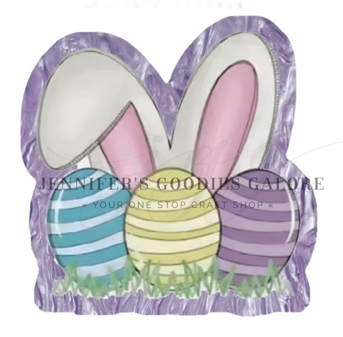 39x40mm, Easter Flatback Planar Resin | Lavender Acrylic | Holiday Embellishment | Bunny Ears Resins | Flatback Resin for Bows, Crafts & DIY, 2 PCS (2929)