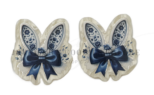 36x40mm, Easter Flatback Planar Resin | Ivory Acrylic | Vintage Easter Embellishment | Coquette Bow Resins | Flatback Resin for Bows, Crafts & DIY, 2 PCS 	(2928)