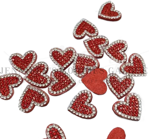 2", Sparkling Red Heart Felts, Thinestone Hearts, Valentine Felts for DIY Crafts, Ideal for Hair Accessories, Phone Cases & Fashion Decorations, 5 PCS