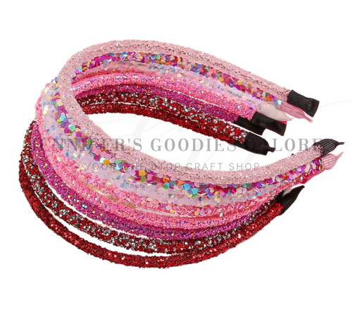 Valentine Headbands, Glitter Headbands, Chunky Glitter Headbands, Headbands for Girls, Lined Headband, Skinny Headband, Girls Headband, DIY Headband, 8 PC