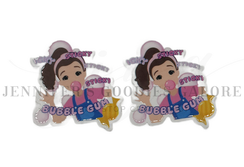 40mm, Ms. Rachel Resins, Cartoon Resins, School Resins, Bubblegum, Embellishments, Badge Reel Resins, Hair Bow Center, 2 PCS (2948)