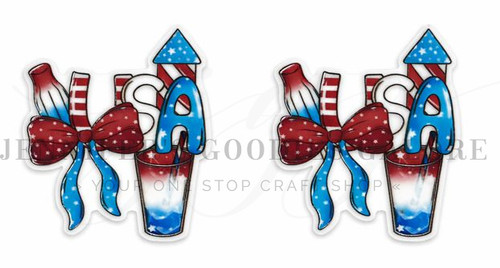 40mm, Patriotic Resins, USA Resins, Planar Resins, Badge Reel Resins, Embellishments, Hair Bow Centers, Cabochons, Wholesale Resins, 2PCS (2942)