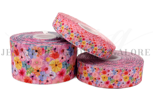 Bright Spring Floral Ribbon, Flowers, Spring, Summer, Hair Bow Ribbon, Wholesale Ribbon, PER YARD