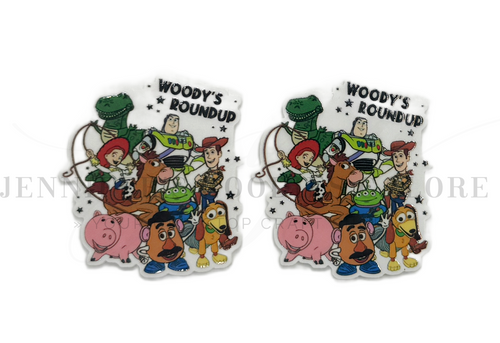 50mm, Woody's Roundup Resins, Custom Resins, Toy Story Resins, Woody, Buzz, Badge Reel Resins Planar Resins, Flat Back Resins, Scrapbooking, Cabochons, Hair Bow Centers, 2PC (2971)