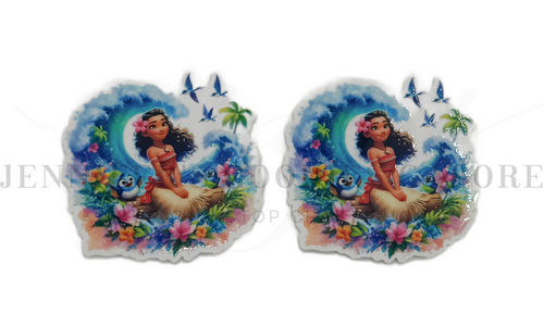 50mm, Moana Resins, Planar Resins, Princess Resins, Badge Reel Resins, Cabochon, Bow Embellishments, DIY Badge Reel Accessories, 2PCS (2970)