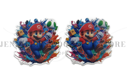 50mm, Super Mario Resins, Planar Resins, Embellishments, Badge Reel Resins, Hair Bow Centers, Badge Reel Resins, Cabochons, Wholesale Resins, 2PCS (2965)