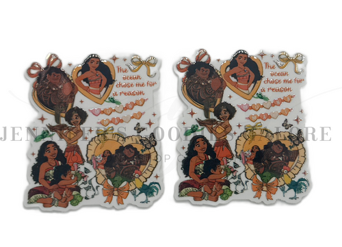 50mm, Princess Resins, Moana Planar Resins, Maui, Flat Back Resins, Bade Reel Resins, Hair Bow Centers, Cabochons, Wholesale Resins, 2PCS (2963)