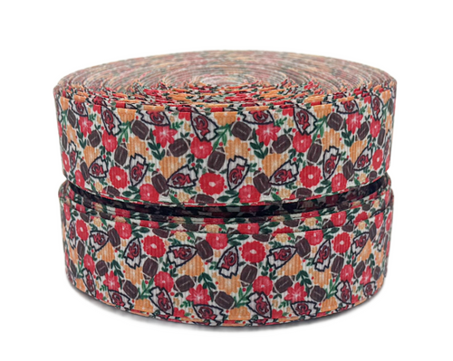 7/8", KC Chiefs Ribbon, Football Ribbon, Floral Ribbon, 1 ROLL