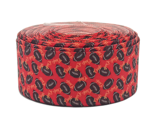 1.5", KC Chiefs Ribbon, Football Ribbon, 1 ROLL