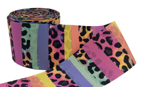 3", Cheetah Ribbon, Leopard, Ombre. Double Sided, 1 ROLL
