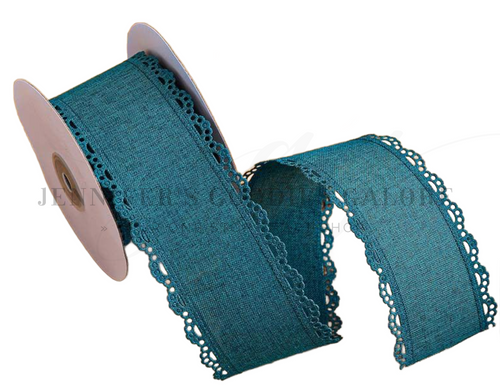 2.5", Scalloped Edge Ribbon, TEAL, Lace Edge Ribbon, 2 YARDS