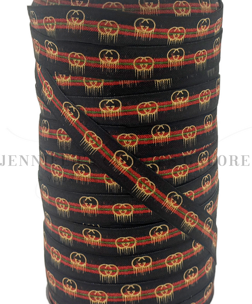 5/8", Gucci FOE, Custom Printed Elastic, Designer Name Elastic, Gucci Drip FOE, FOE, Fold Over Elastic, DIY Hair Ties, Elastic Hair Ties, Wholesale Elastic, 3 YARDS
