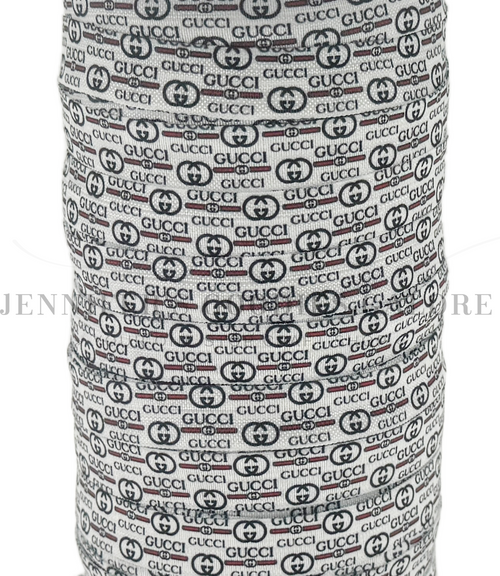 5/8", Gucci FOE, Custom Printed Elastic, Designer Name Elastic, FOE, Fold Over Elastic, DIY Hair Ties, Elastic Hair Ties, Wholesale Elastic, 3 YARDS