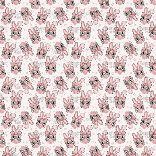 (bunnygum) 9x12", Easter Synthetic Leather, Custom Leather, Bunny, Bubblegum, Holiday, Faux, Litchi, Vinyl, Glitter, Patent, Key FOB Leather, Leather for Crafts, DIY Hair Bows, 1 Sheet