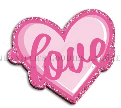 40mm, Valentine's Day Resins, LOVE Resins, Pink Glitter, Planar Resins, Badge Reel Resins, Embellishments, Hair Bow Centers, Cabochons, Wholesale Resins, 2PCS 