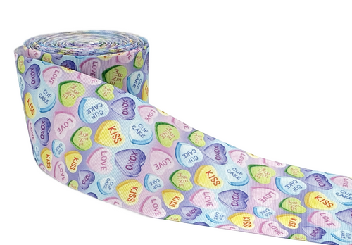 3", Valentine's Day Ribbon, Conversation Heart Ribbon, 1 ROLL