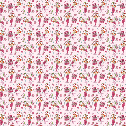 (sscmermaid) 9x11", Strawberry Shortcake Synthetic Leather, Custom Leather Sheets, Mermaid, Doll Leather, Faux Leather, Litchi, Glitter, Vinyl, Patent, Cartoon Leather Fabric, DIY Hair Bows, 1 Sheet