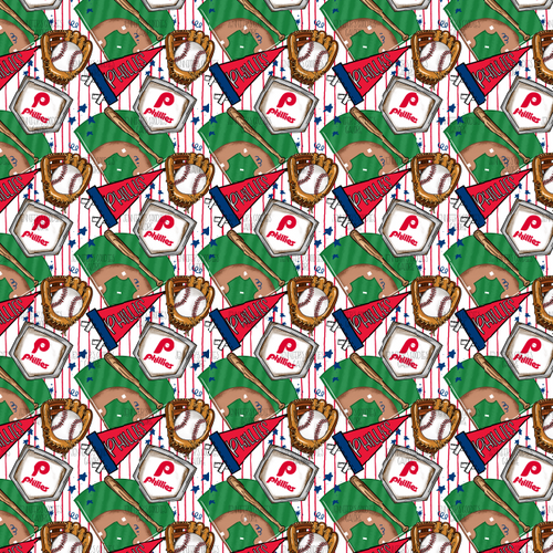 (phillies0882) 9x12", Baseball Leather, Philadelphia Phillies, Synthetic Leather, Phillies Leather, MLB, Baseball, Sports, Litchi, Patent, Glitter, Vinyl, Key FOB Leather, Leather for Crafts, DIY Hair Bows, 1 Sheet