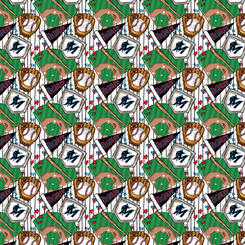 (marlins0870) 9x12", Baseball Leather, Miami Marlins, Synthetic Leather, Marlins Leather, MLB, Baseball, Sports, Litchi, Patent, Glitter, Vinyl, Key FOB Leather, Leather for Crafts, DIY Hair Bows, 1 Sheet