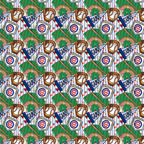 (cubs0881) 9x12", Baseball Leather, Chicago Cubs, Synthetic Leather, Cubs Leather, MLB, Baseball, Sports, Litchi, Patent, Glitter, Vinyl, Key FOB Leather, Leather for Crafts, DIY Hair Bows, 1 Sheet