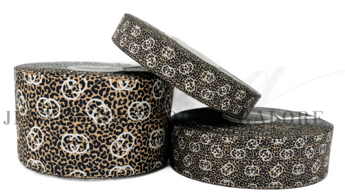 Boujee Ribbon, Gucci Ribbon, Leopard, Cheetah, Fashion Designer Ribbon, Hair Bow Ribbon, Ribbon for Lanyards, Wholesale Ribbon, PER YARD
