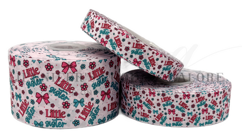 Little Sister Ribbon, Siblings, Flowers, Bows, Pink Ribbon, Hair Bow Ribbon, Lanyard Ribbon, Wholesale, PER YARD