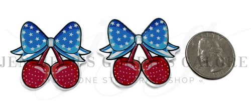 40mm, Patriotic Resins, Custom Resins, Cherries, Flat Back Resins, Hair Bow Centers, Badge Reel Resins, Cabochons, Fashion Designer Resins, Wholesale Resins, 2PCS