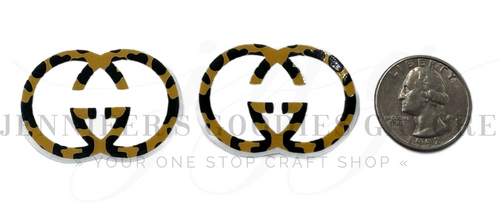 40mm, Gucci Resins, Custom, Cheetah, Leopard, Designer Logo Resins, Flat Back, Hair Bow Centers, Badge Reel Resins, Cabochons, Fashion Designer Resins, Wholesale Resins, 2PCS