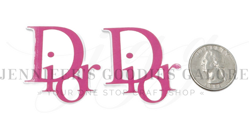 40mm, Dior Resins, Custom, Designer Logo Resins, Hot Pink, Flat Back, Hair Bow Centers, Badge Reel Resins, Cabochons, Fashion Designer Resins, Wholesale Resins, 2PCS