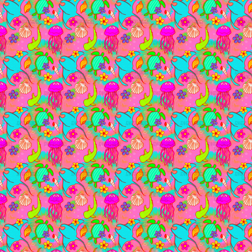 (brightseaanimals) 9x12", Ocean Animals Synthetic Leather, Custom Printed Leather, Sting Ray, Sea Turtles, Octopus, Leather for Key Fobs, Faux, Vinyl, Patent, Litchi, Glitter Leather, DIY Hair Bows, 1 Sheet