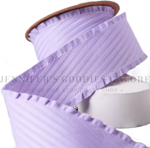 1.5", Ruffle Edge Twill Fabric Ribbon, Ruffle Ribbon, LAVENDER, Polyester, Hair Bow Ribbon, Sewing Ribbon, Garment Ribbon, 1 YARD