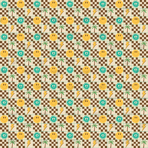 (smile6001) 9x12", Smile Face Synthetic Leather, Custom Printed Leather, Sun, BOHO, Checkered, Leather for Key Fobs, Faux, Vinyl, Patent, Litchi, Glitter Leather, DIY Hair Bows, 1 Sheet