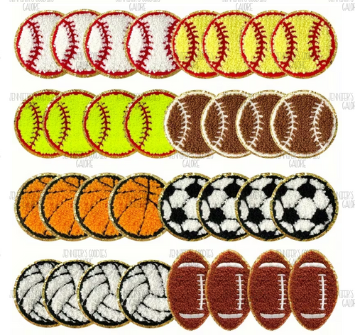 Sports Patches, Gold Glitter Embroidery Iron-On Patches, Basketball, Volleyball, Soccer, Softball, Football, Baseball, Suitable For DIY Trucker Caps, Bags, Clothes, Jeans, Jackets, Washable Cloth Patches, 1 PC