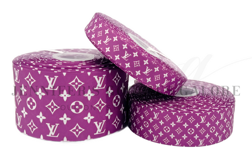 Designer Ribbon, LV Ribbon, Louis Ribbon, Vuitton Ribbon, SUGAR PLUM Ribbon, Lanyard Ribbon, Hair Bow Ribbon, Wholesale Ribbon, PER YARD
